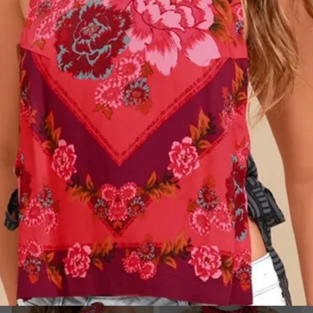 Free People Floral Red Crop Top - Picture 9 of 10